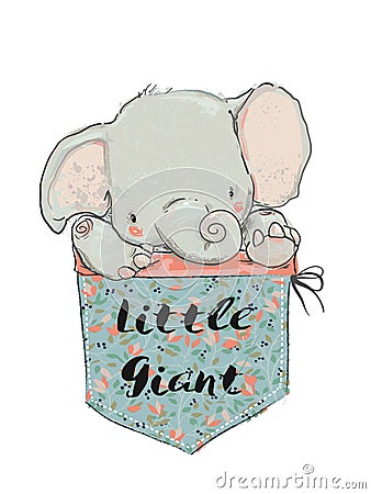 Little pocket elephant Vector Illustration