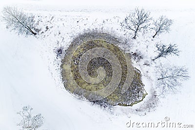 Little pond in cold winter Stock Photo