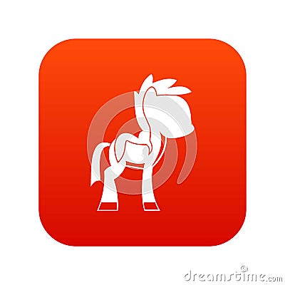 Little pony icon digital red Vector Illustration