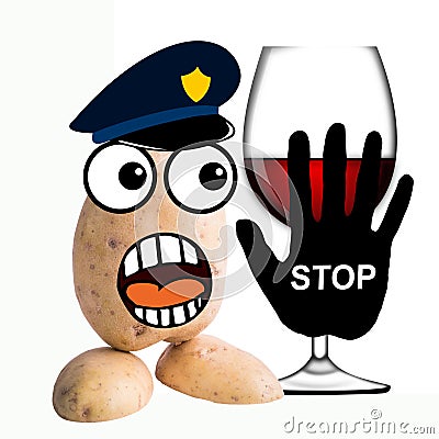 Little potato man stop alcohol abuse Stock Photo