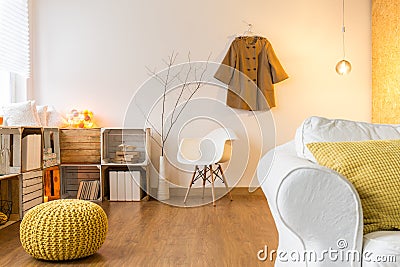 This little pouffe suits here Stock Photo