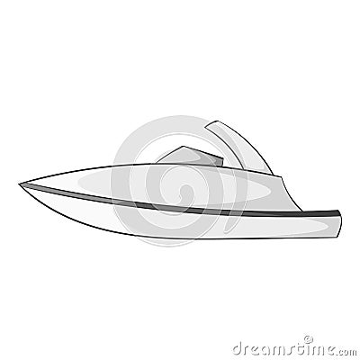 Little powerboat icon, gray monochrome style Cartoon Illustration