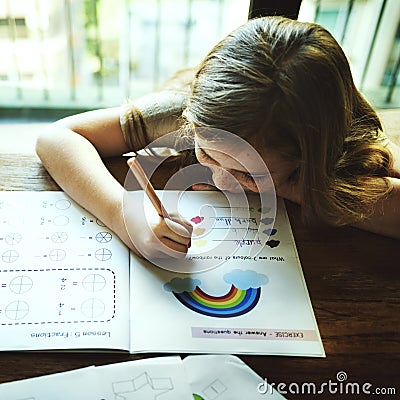 Little Preschooler Writing Acitivity Concept Stock Photo