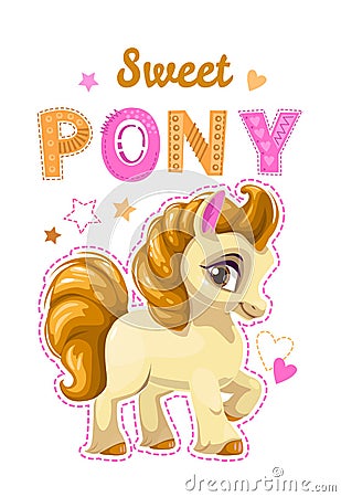 Little pretty pony girl. Vector Illustration