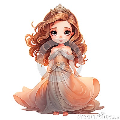 Little princess, illustration clipart on a transparent background in cartoon style Cartoon Illustration