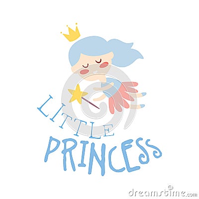 Little princess label, colorful hand drawn vector Illustration Vector Illustration