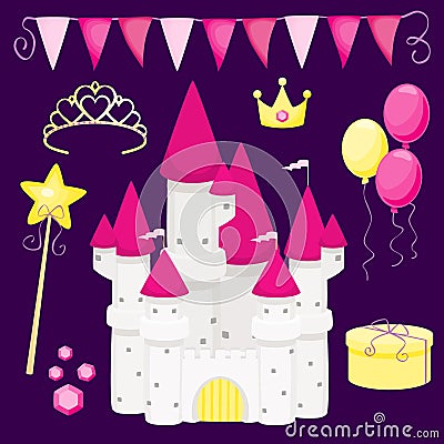 Little Princess's Birthday Party Vector Illustration