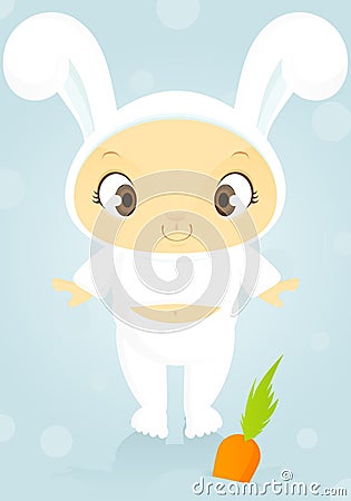 Little rabbit baby boy Vector Illustration