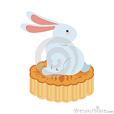 Little rabbit easter animal seated in lace Vector Illustration