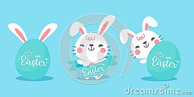 A little rabbit emerges from the hole. cartoon decorative card for children Vector Illustration