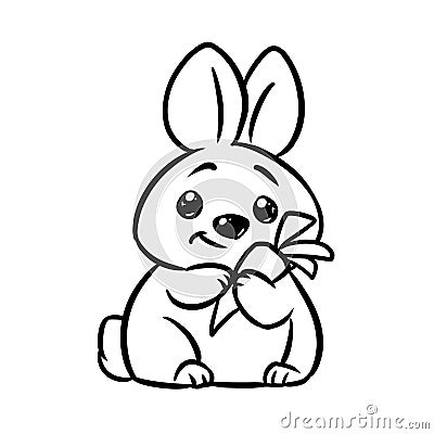 Little rabbit loves carrots coloring page cartoon illustration Cartoon Illustration