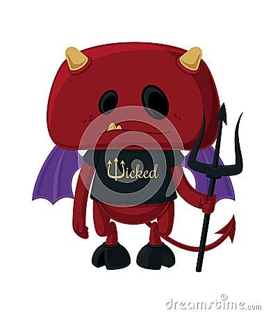 Little Red Devil Vector Cartoon Vector Illustration