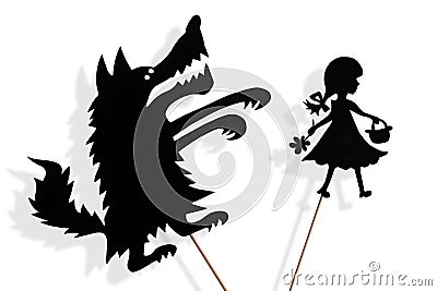 Little Red Riding Hood and Big Bad Wolf shadow puppets Stock Photo