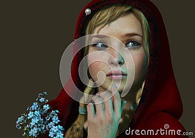 Little Red Riding Hood 3d CG Stock Photo