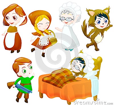 Little red riding hood set Stock Photo