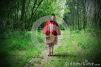 Little Riding Red Hood Stock Photo