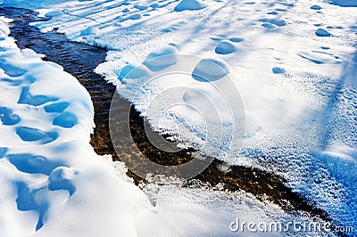 The little river in the snow Stock Photo