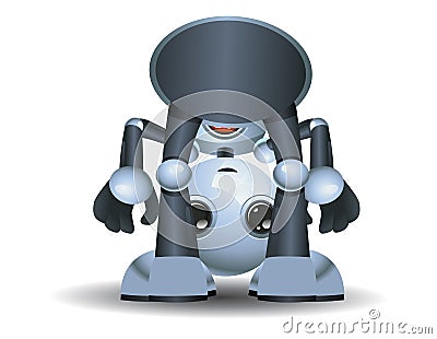 Little robot baby playing around Vector Illustration