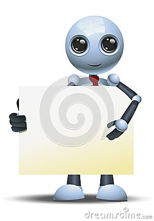 Little robot businessman pointing sign board Vector Illustration