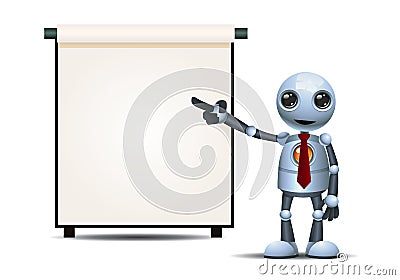 little robot businessman presentation on isolated white background Vector Illustration
