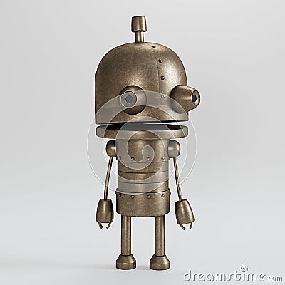 Little robot, character, 3d rendering Stock Photo