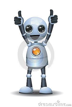 little robot giving double thumb up Cartoon Illustration