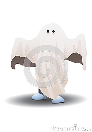 little robot haunting on isolated white background Vector Illustration