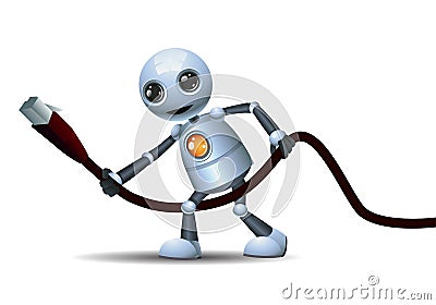 Little robot hold hub wire Vector Illustration