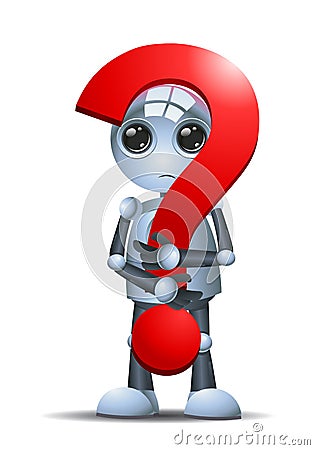 Little robot hold a question symbol Vector Illustration