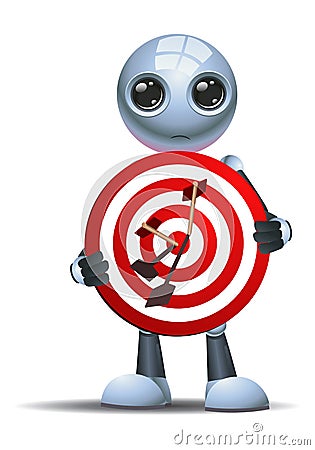 Little robot hold a target Vector Illustration