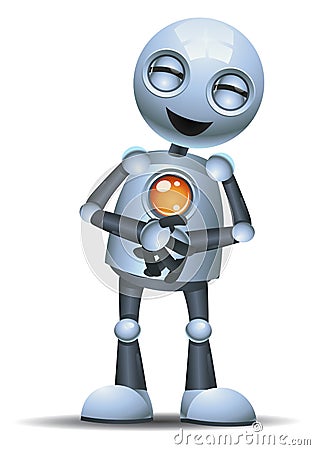 little robot laughing holding stomach Cartoon Illustration
