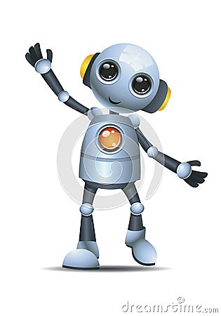 Little robot listen to music Vector Illustration