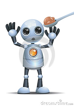 Little robot refuse to eat Vector Illustration