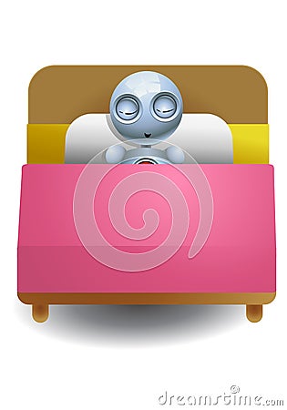 little robot sleep tight Cartoon Illustration