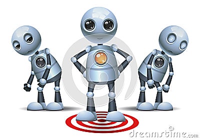 Little robot stand on target symbol Vector Illustration