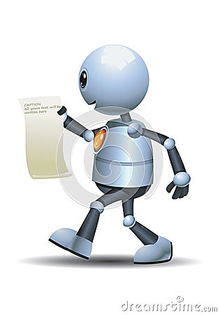 Little robot studying while walking Vector Illustration