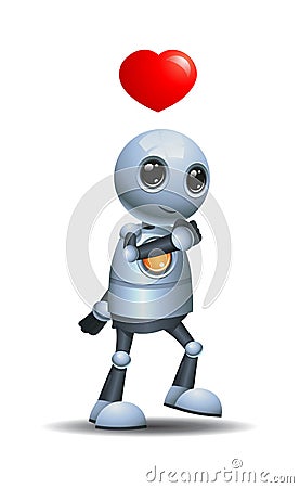 little robot walking in love feeling Cartoon Illustration