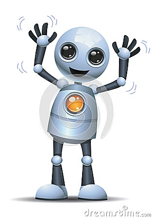 little robot waving both hand Cartoon Illustration