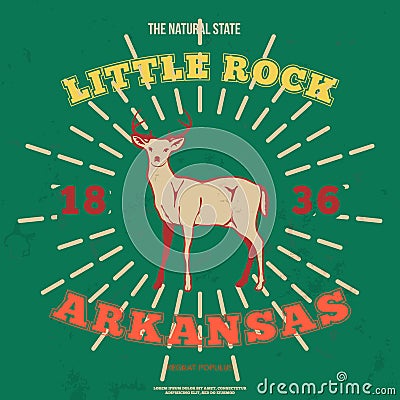 Little Rock, Arkansas. t-shirt graphic. Vector Vector Illustration