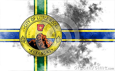 Little Rock city smoke flag, Arkansas State, United States Of Am Stock Photo