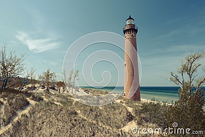 Little Sable Point Lighthouse in dunes, built in 1867 Stock Photo