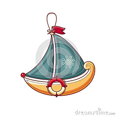 Little sailboat. Children`s toy. Vector Illustration