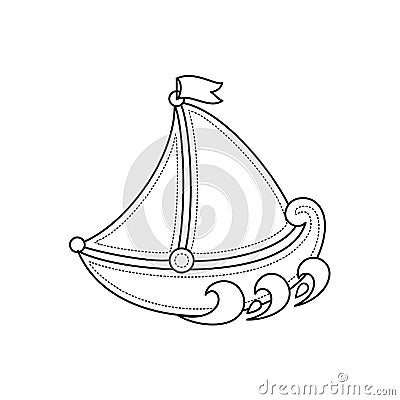 Little sailboat. Children`s toy. Vector Illustration