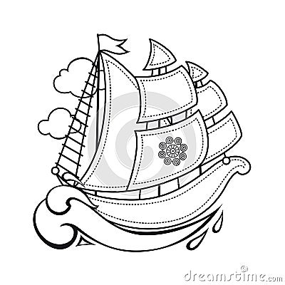 Little sailboat. Children`s toy. Vector Illustration