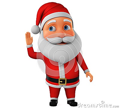 Little Santa claus character pushes the news on a white background. 3d rendering. Illustration for advertising Stock Photo