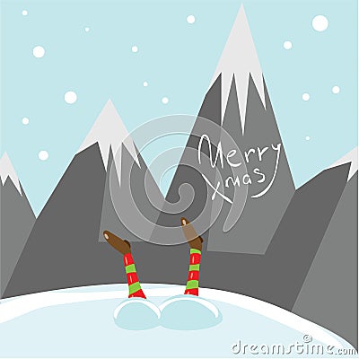 Little Santa helpers wish you a Merry Christmas. Vector illustrated greeting card. Vector Illustration