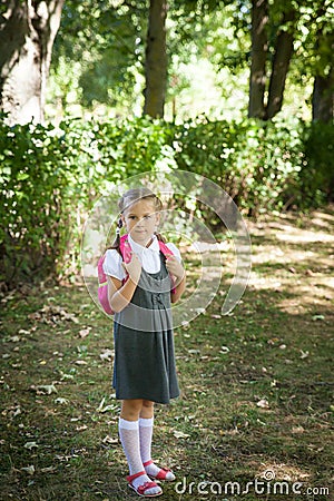 Little school girl. Back to school Stock Photo