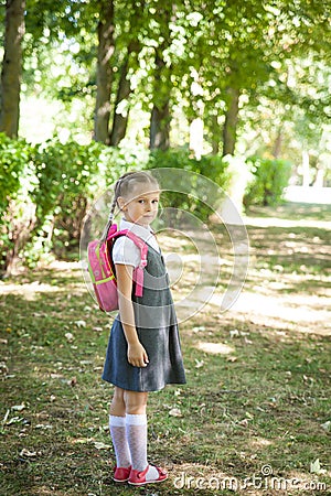 Little school girl. Back to school Stock Photo