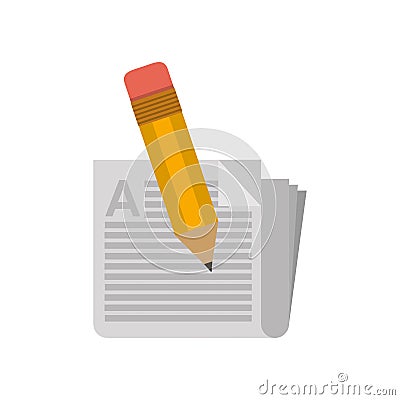 Little school pencil with newspaper Vector Illustration