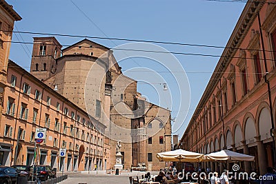 Little square in Bologna city Editorial Stock Photo